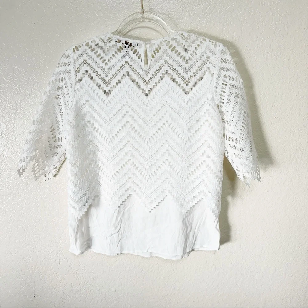 Maje Elegant White Lace Top size 2 M - Picture 7 of 10